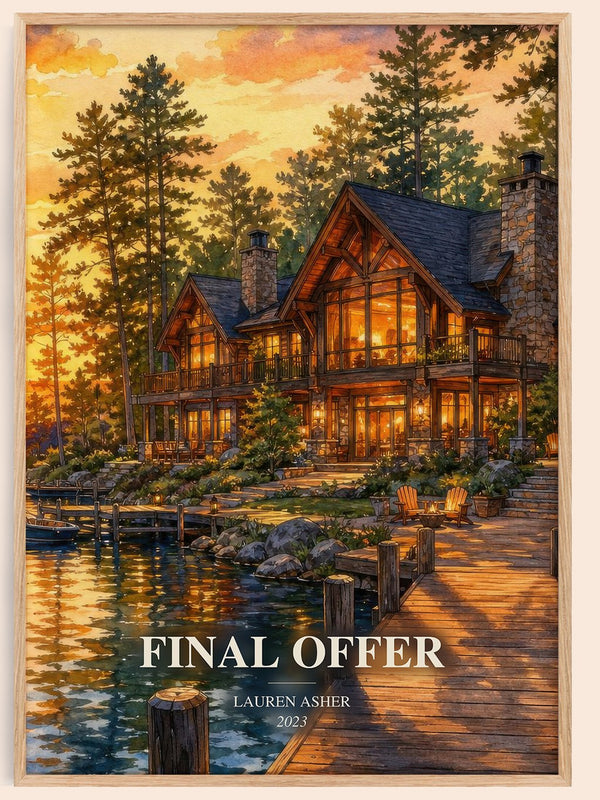 Final Offer watercolour book poster by Lauren Asher – framed literary art print