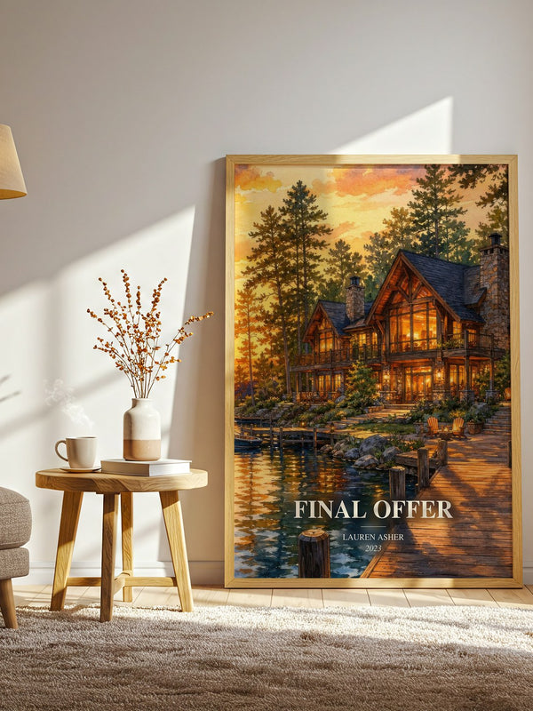 Final Offer watercolour print in frame leaning in hallway – romance wall art