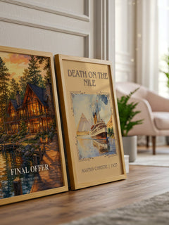Final Offer watercolour print framed by window – literary home decor