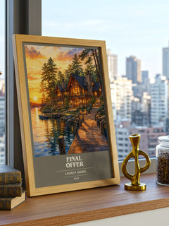 Final Offer book cover print framed by window – literary home decor