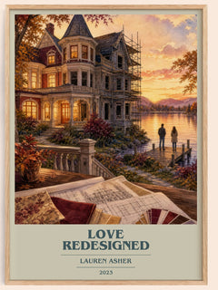 Love Redesigned book cover book poster by Lauren Asher – framed literary art print
