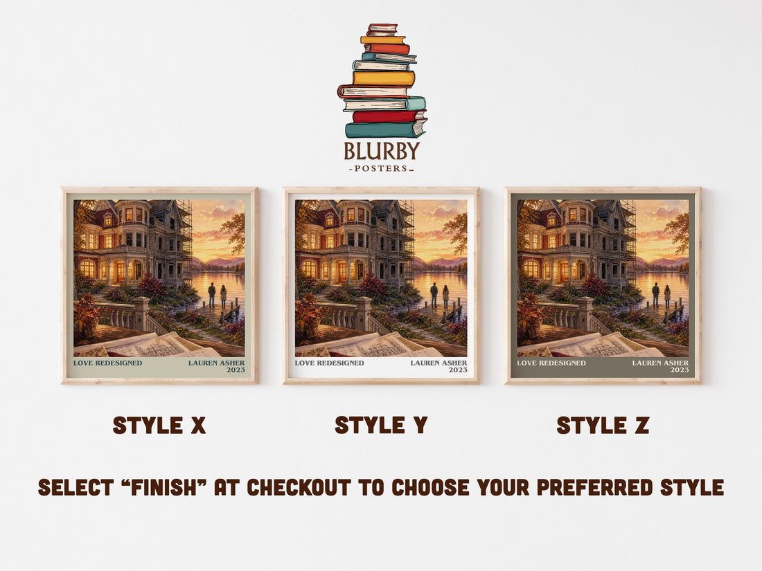 Love Redesigned literary print in frame leaning in hallway – romance wall art (mockup)