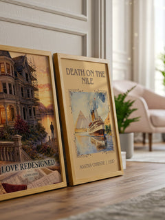 Love Redesigned watercolour print framed by window – literary home decor