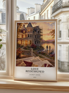 Love Redesigned book cover poster colour and style options – Lauren Asher book art