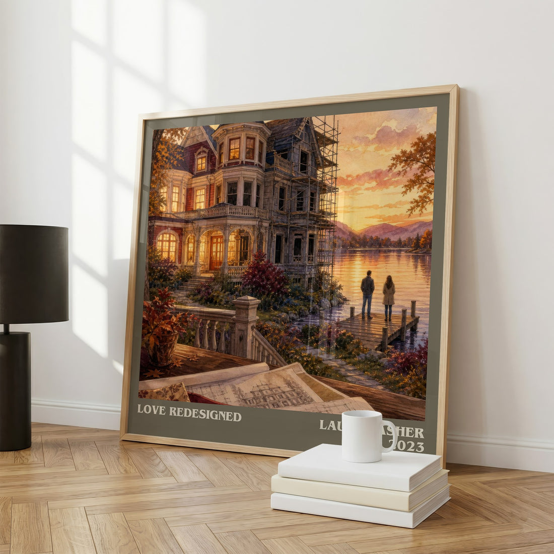 Love Redesigned literary print framed by window – literary home decor