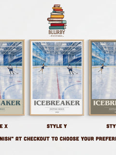 Icebreaker book cover print in frame leaning in hallway – romance wall art