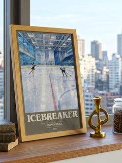 Icebreaker book cover print framed by window – literary home decor