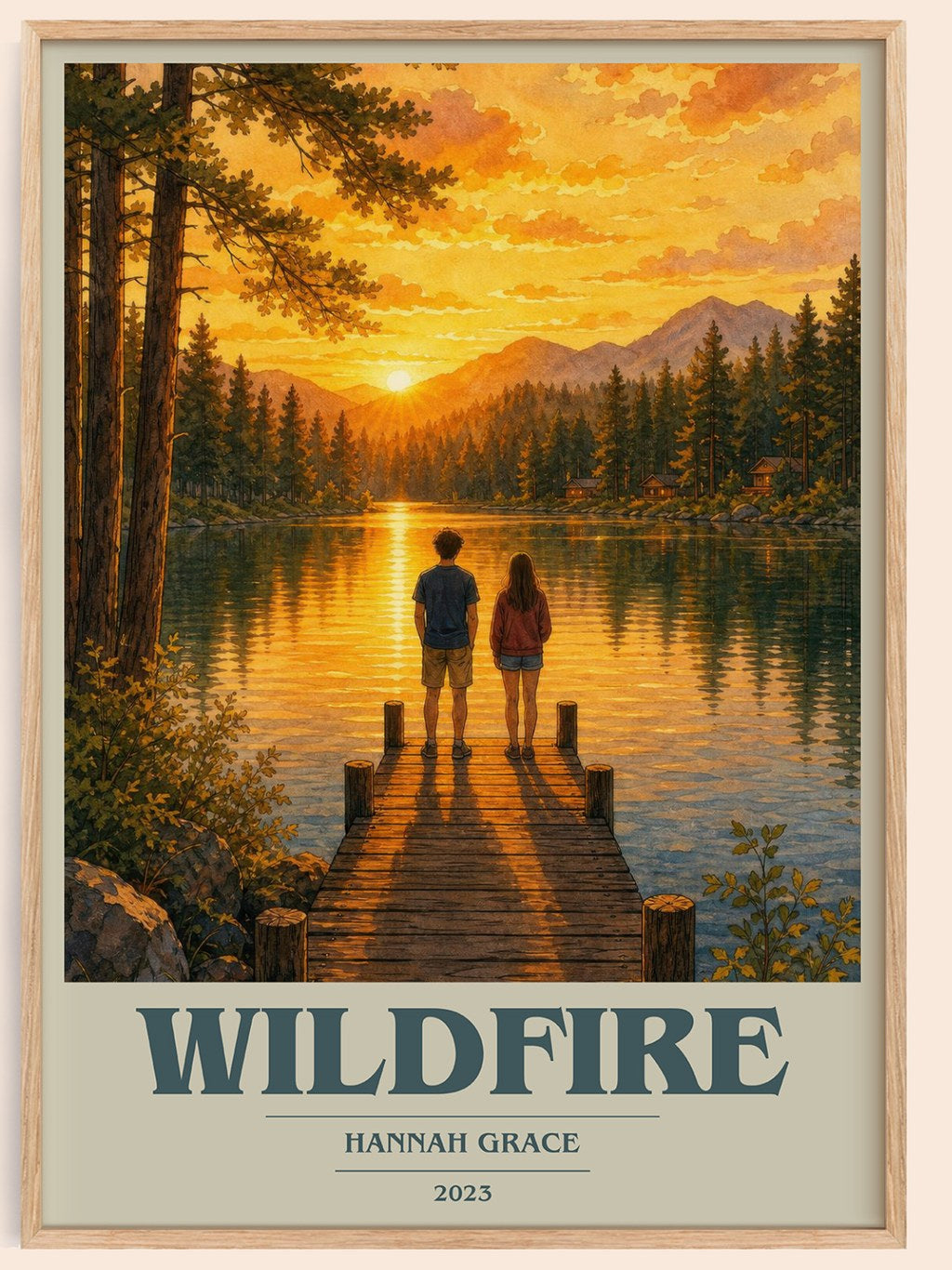 Wildfire book cover book poster by Hannah Grace – framed literary art print