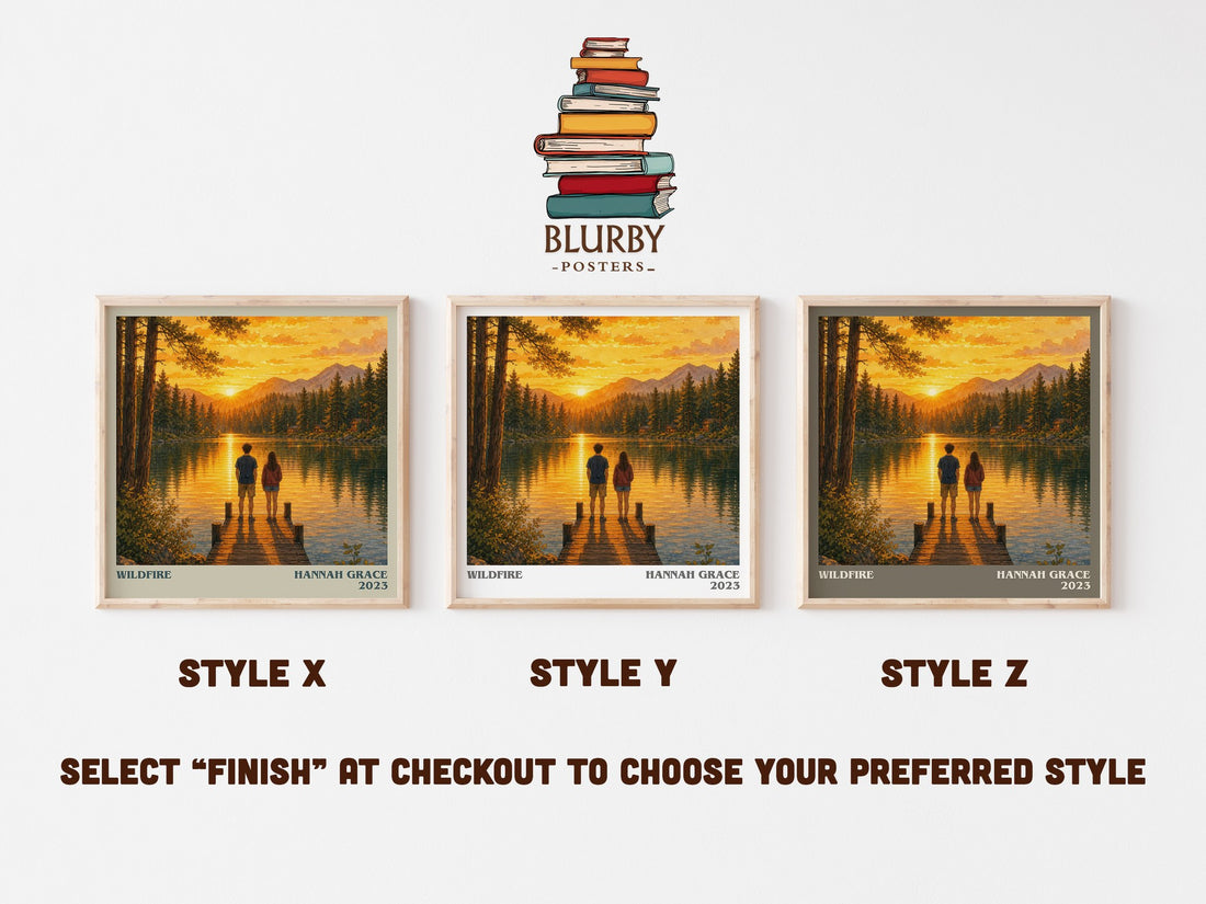 Wildfire literary print in frame leaning in hallway – romance wall art (mockup)