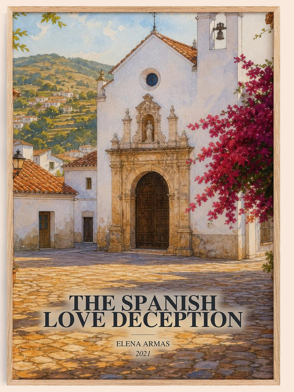 The Spanish Love Deception watercolour book poster by Elena Armas – framed literary art print