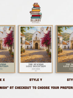 The Spanish Love Deception book cover print in frame leaning in hallway – romance wall art