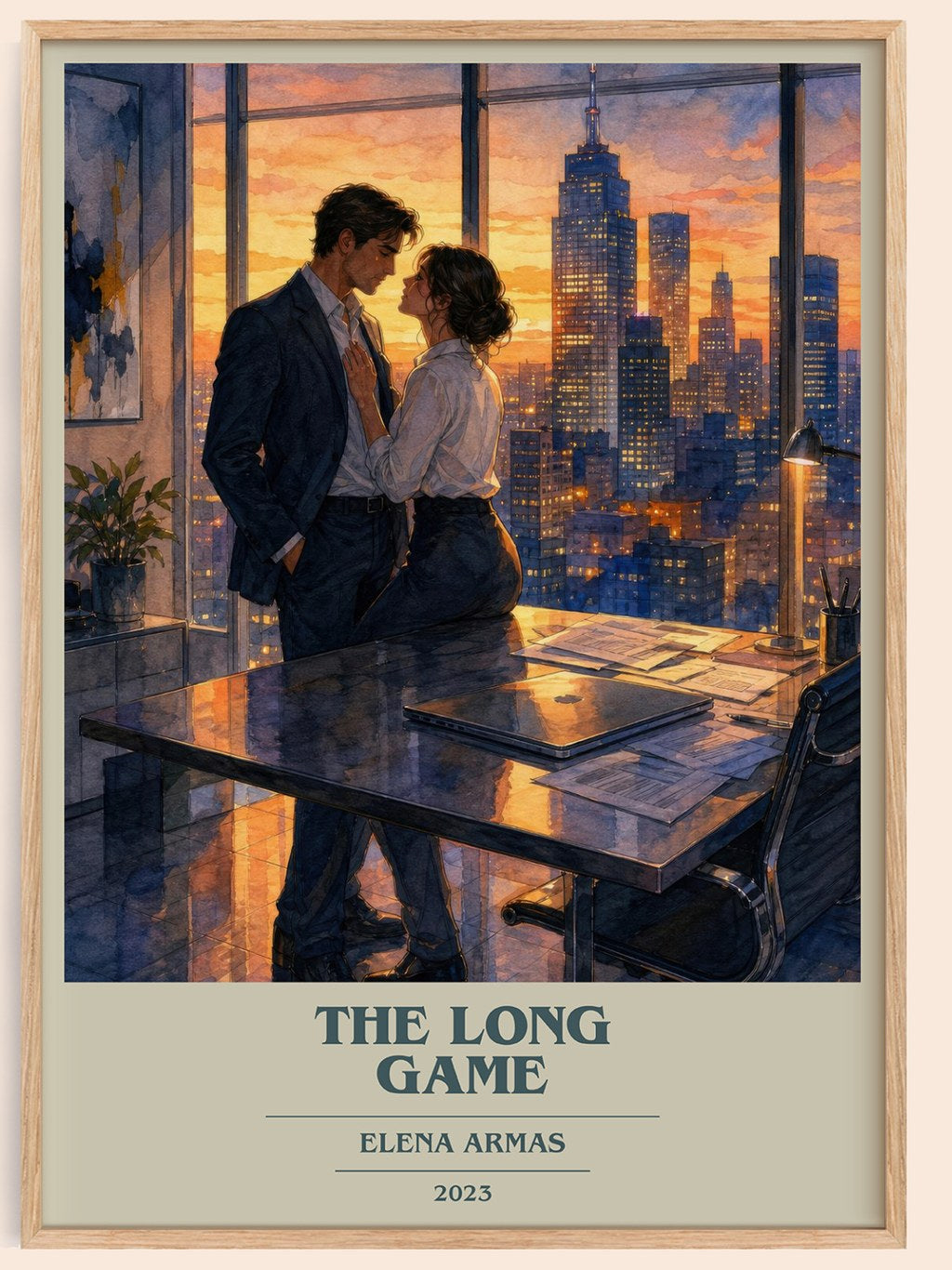 The Long Game book cover book poster by Elena Armas – framed literary art print