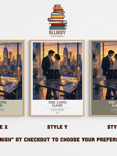 The Long Game book cover print in frame leaning in hallway – romance wall art