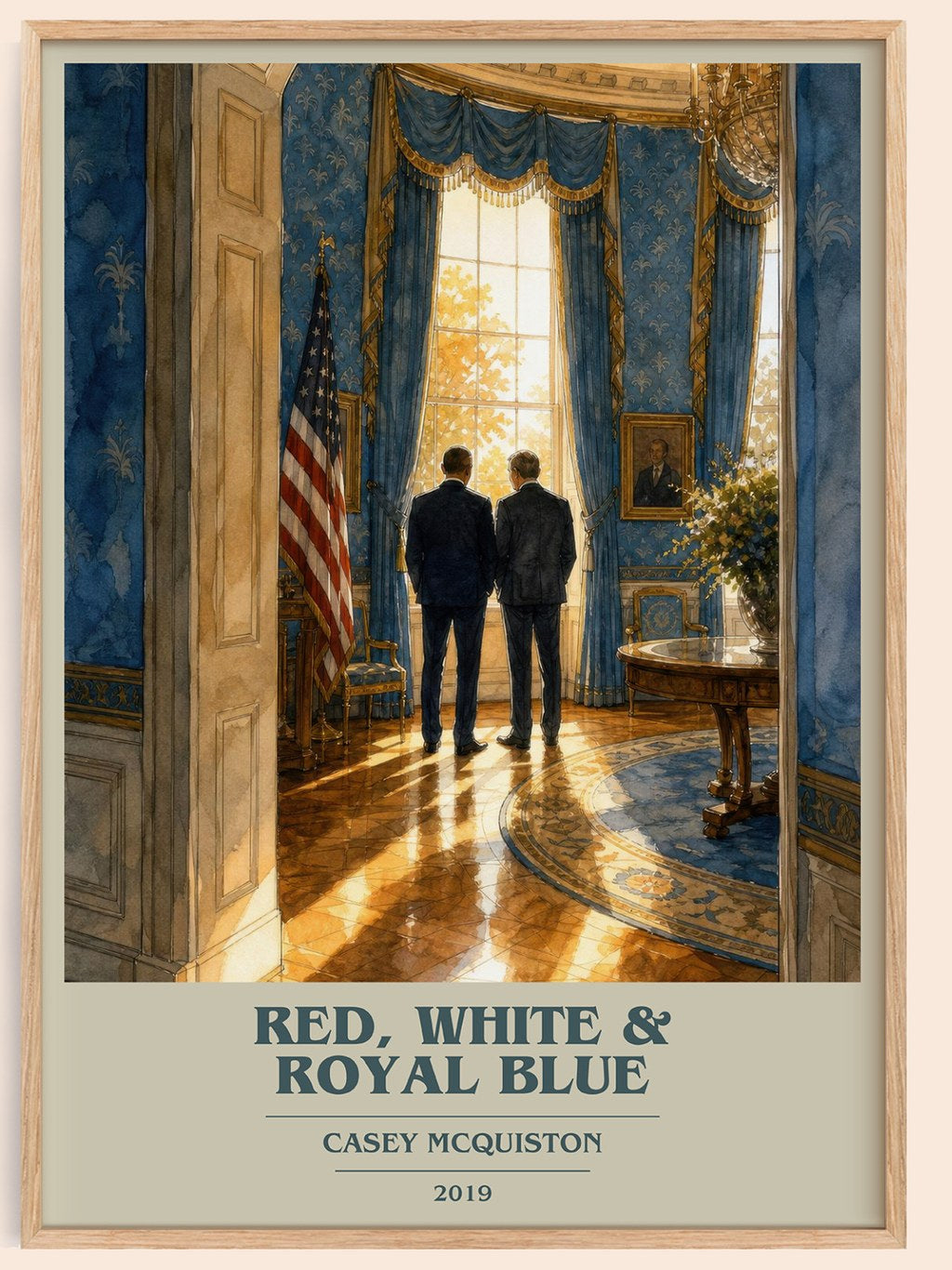 Red, White & Royal Blue book cover book poster by Casey McQuiston – framed literary art print