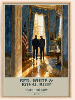 Red, White & Royal Blue book cover book poster by Casey McQuiston – framed literary art print
