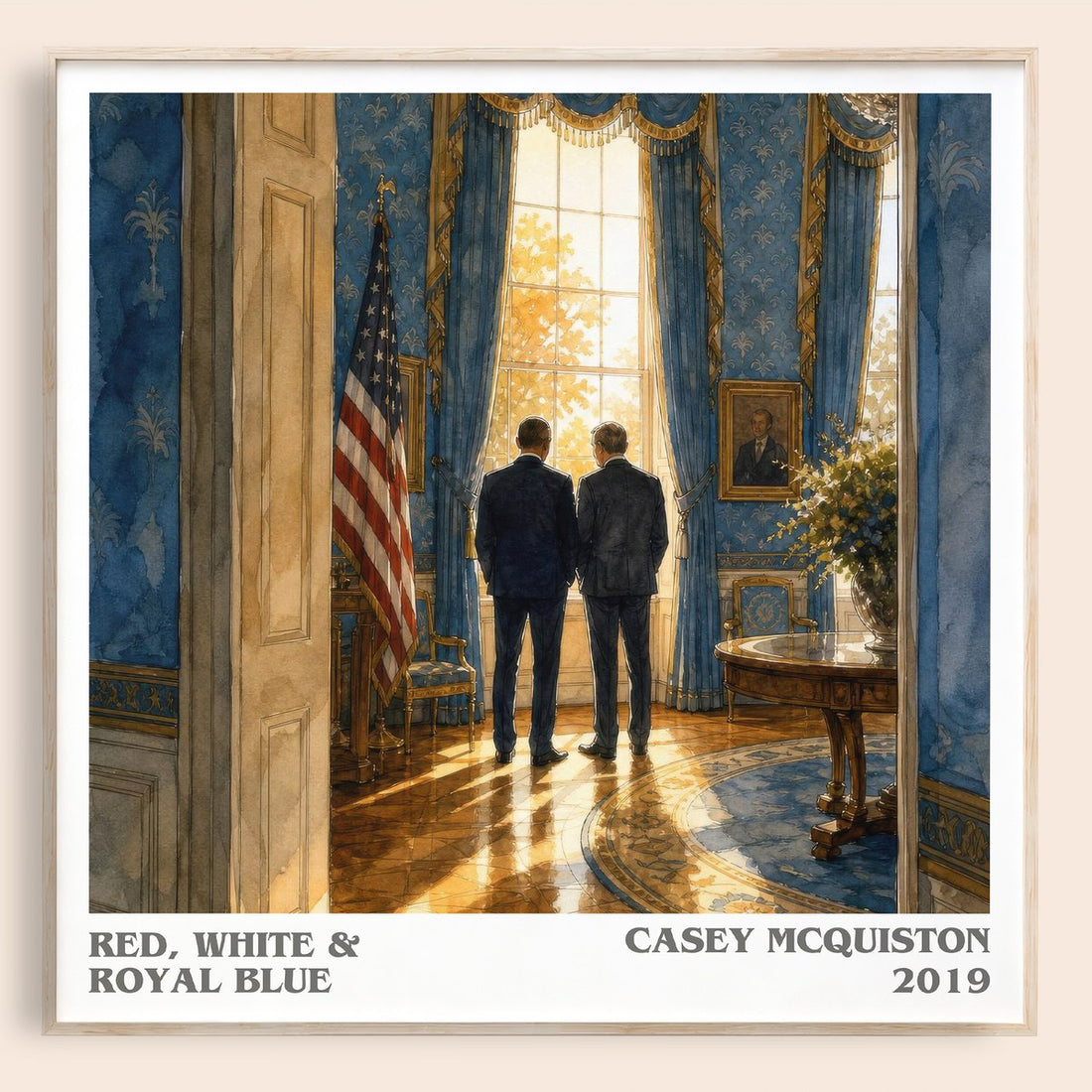 Red, White & Royal Blue literary book poster by Casey McQuiston – framed literary art print