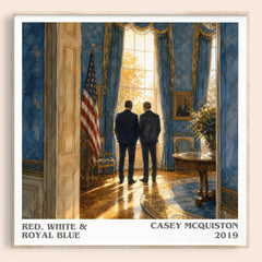 Red, White & Royal Blue literary book poster by Casey McQuiston – framed literary art print