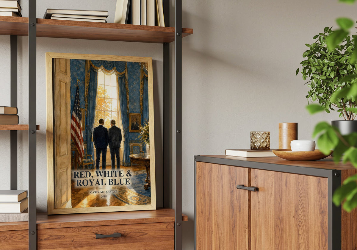 Red, White & Royal Blue book watercolour illustration paper finish options – matte satin gloss