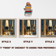 Red, White & Royal Blue literary print in frame leaning in hallway – romance wall art