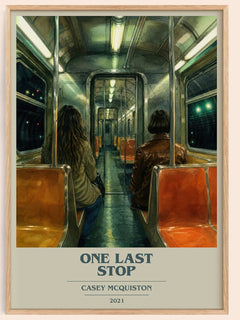 One Last Stop book cover book poster by Casey McQuiston – framed literary art print