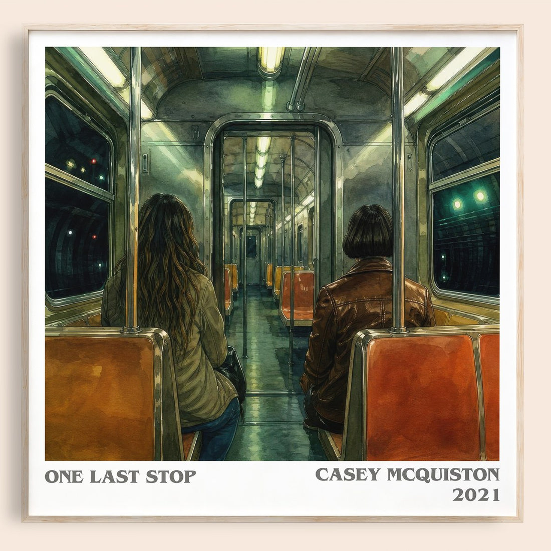 One Last Stop literary book poster by Casey McQuiston – framed literary art print