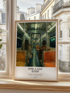 One Last Stop book cover poster colour and style options – Casey McQuiston book art