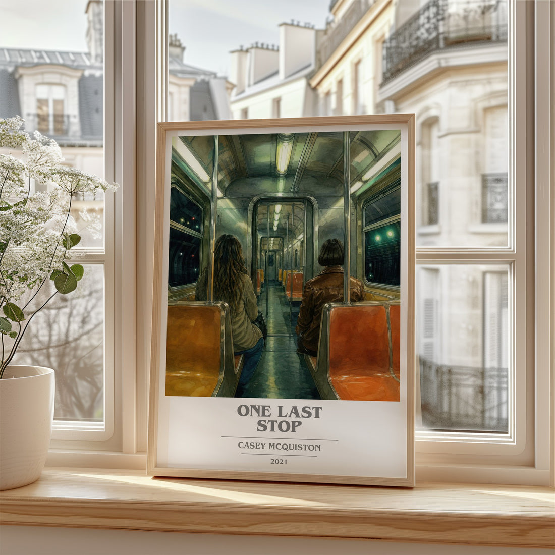 One Last Stop book cover poster colour and style options – Casey McQuiston book art