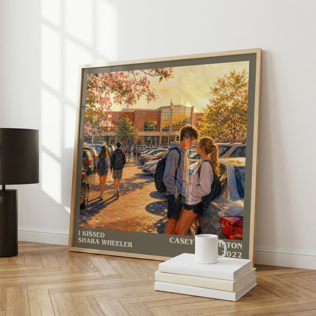 I Kissed Shara Wheeler literary print framed by window – literary home decor