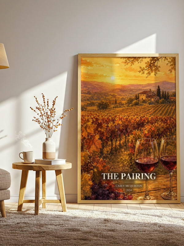 The Pairing watercolour print in frame leaning in hallway – romance wall art