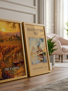 The Pairing watercolour print framed by window – literary home decor