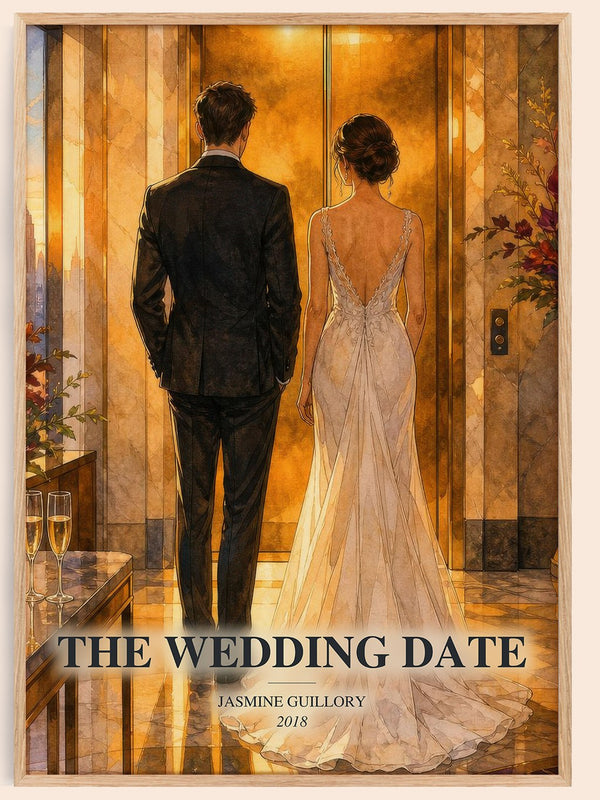 The Wedding Date watercolour book poster by Jasmine Guillory – framed literary art print