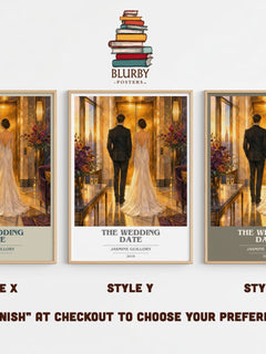 The Wedding Date book cover print in frame leaning in hallway – romance wall art