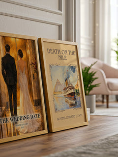 The Wedding Date watercolour print framed by window – literary home decor