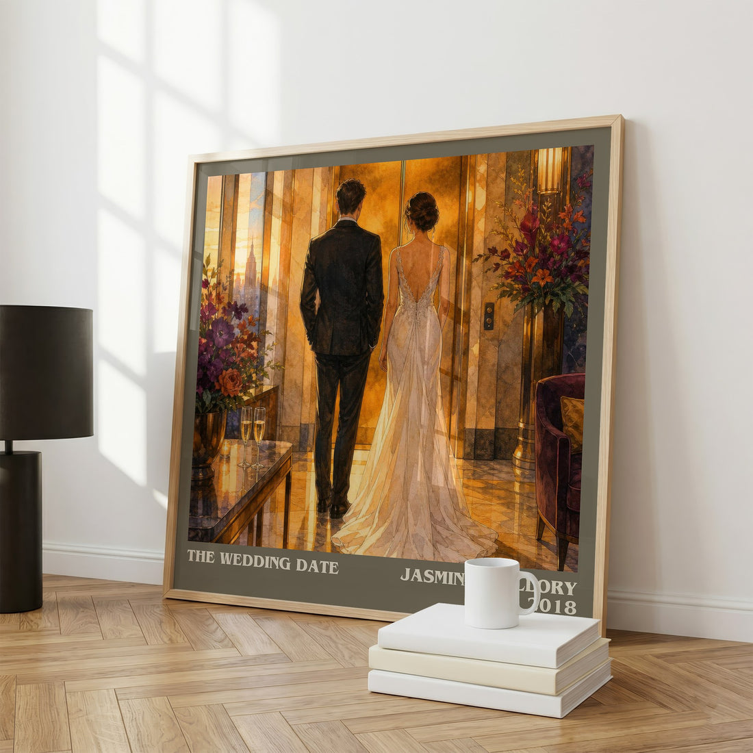 The Wedding Date literary print framed by window – literary home decor