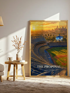 The Proposal watercolour print in frame leaning in hallway – romance wall art