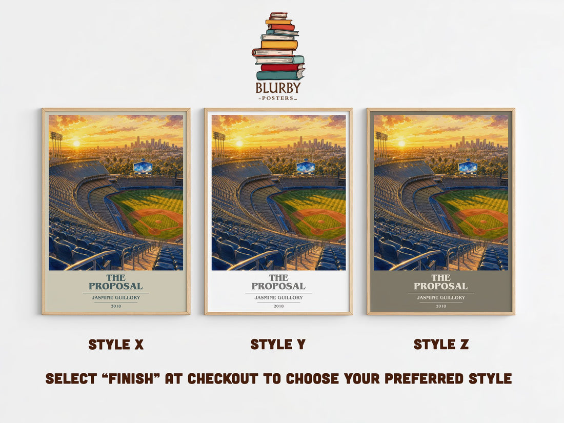 The Proposal book cover print in frame leaning in hallway – romance wall art (mockup)