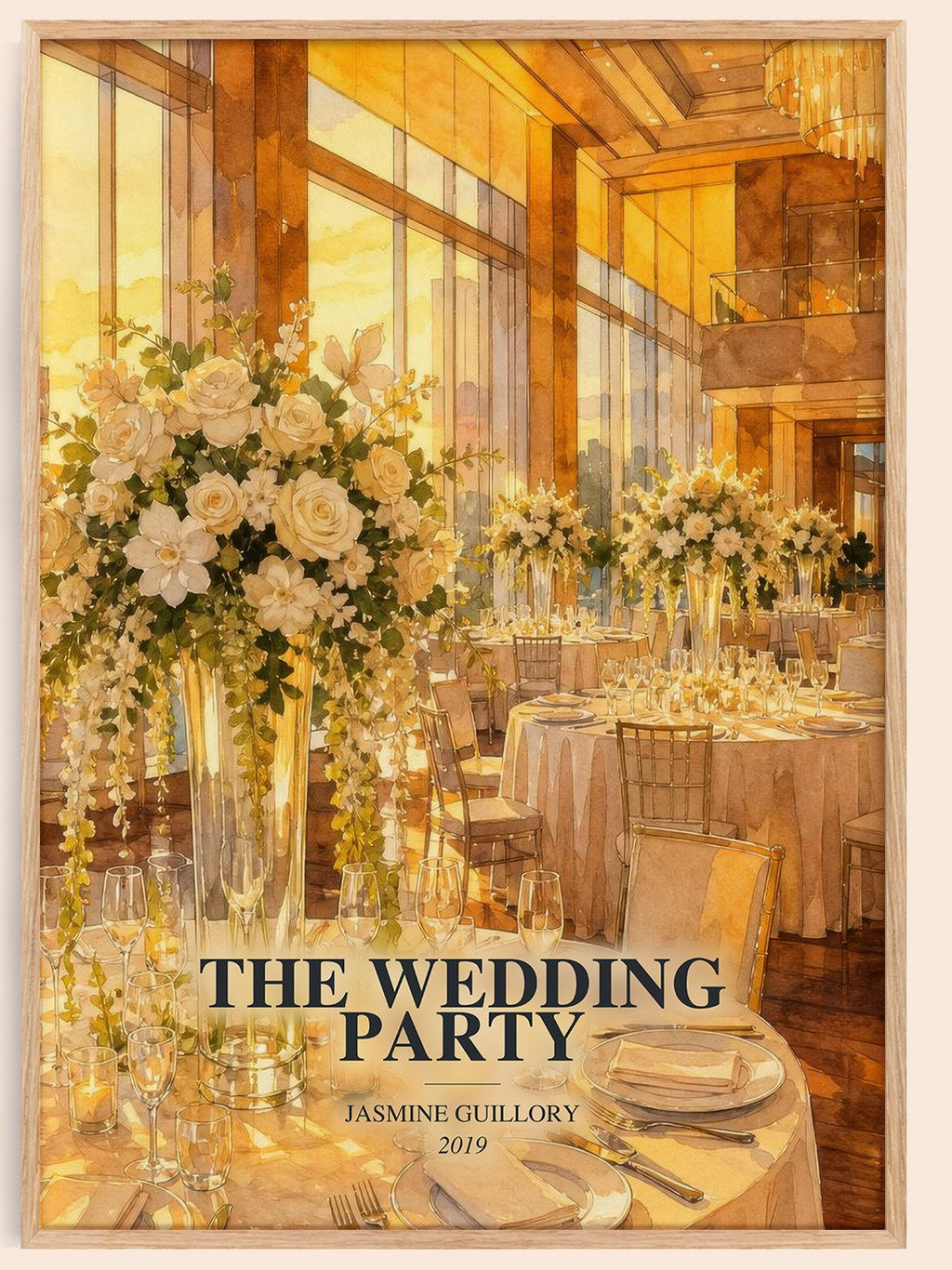 The Wedding Party watercolour book poster by Jasmine Guillory – framed literary art print
