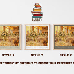 The Wedding Party literary print in frame leaning in hallway – romance wall art