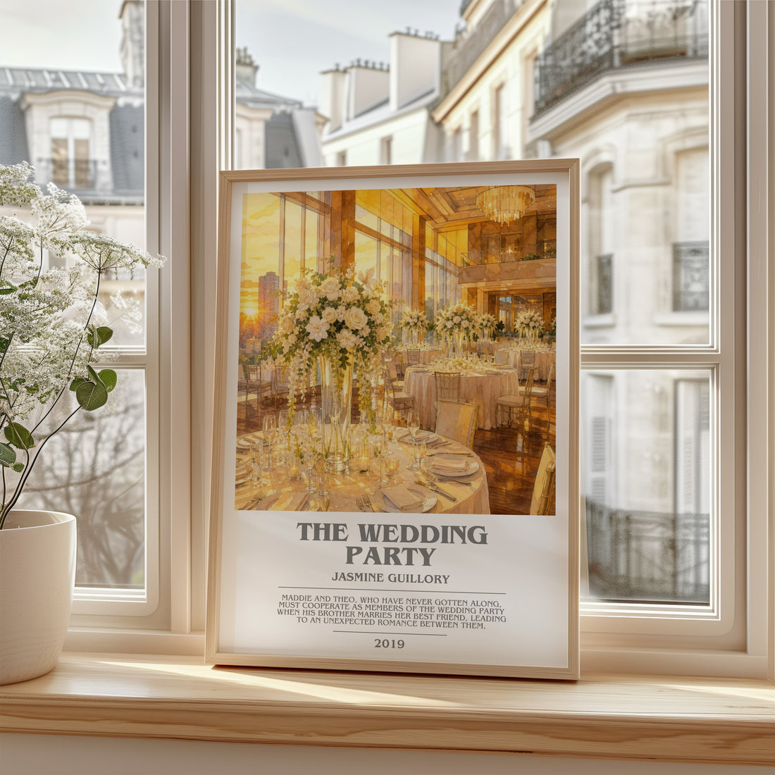 The Wedding Party bookish poster colour and style options – Jasmine Guillory book art