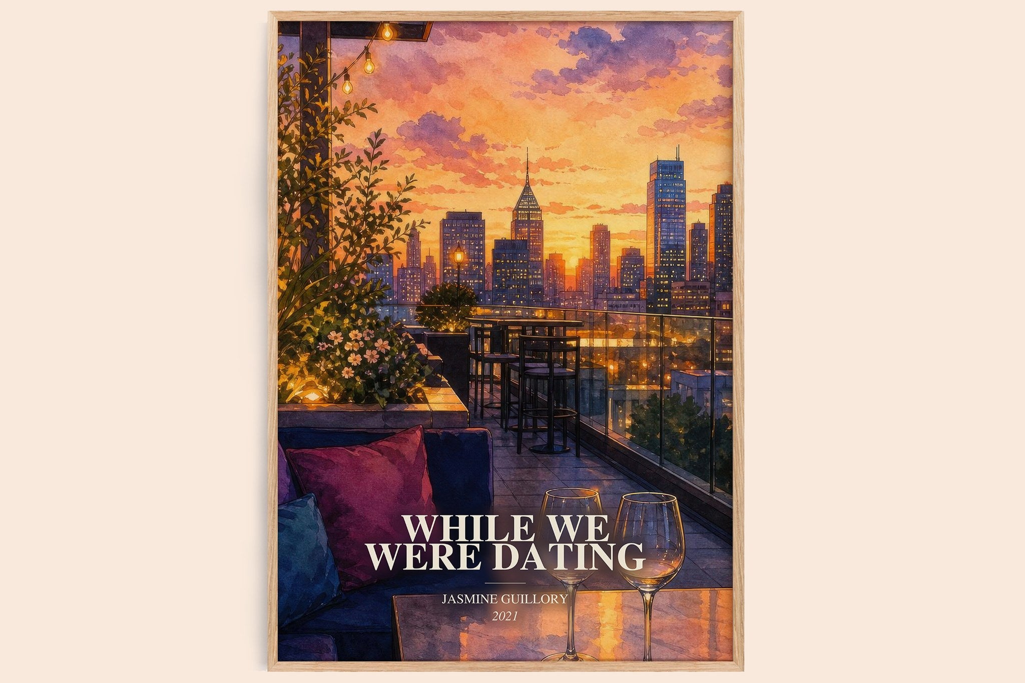 While We Were Dating Book Watercolour Illustration by Jasmine Guillory