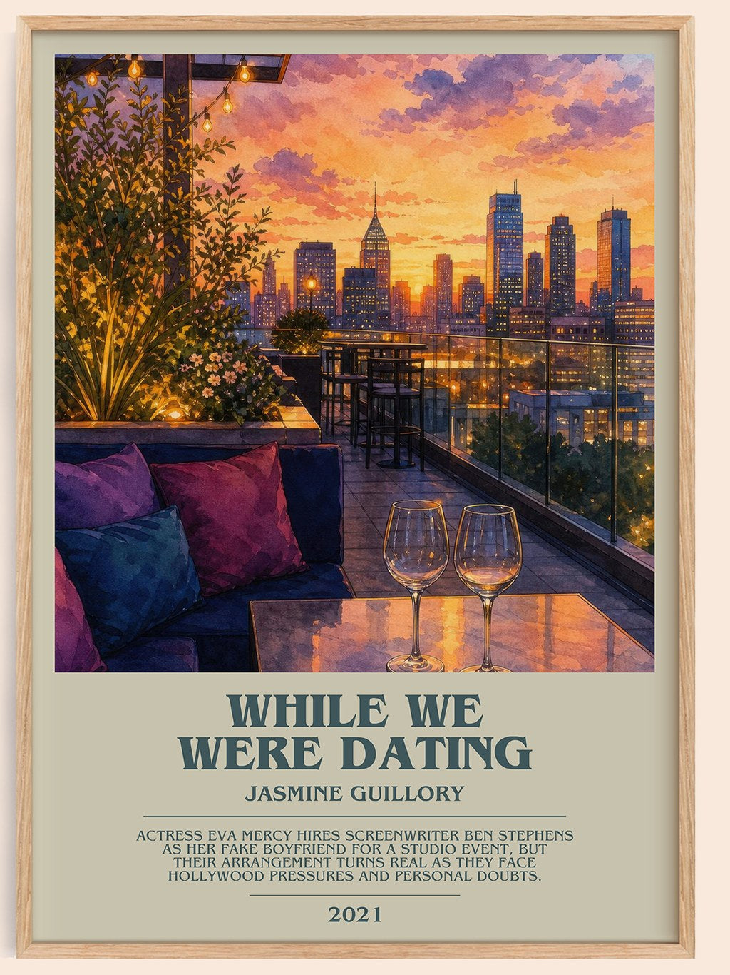 While We Were Dating bookish book poster by Jasmine Guillory – framed literary art print
