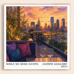 While We Were Dating Literary Art Print by Jasmine Guillory – square framed poster