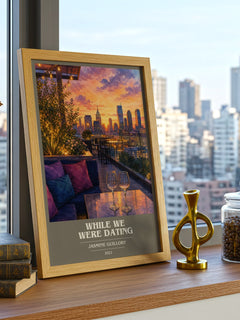While We Were Dating book cover print framed by window – literary home decor
