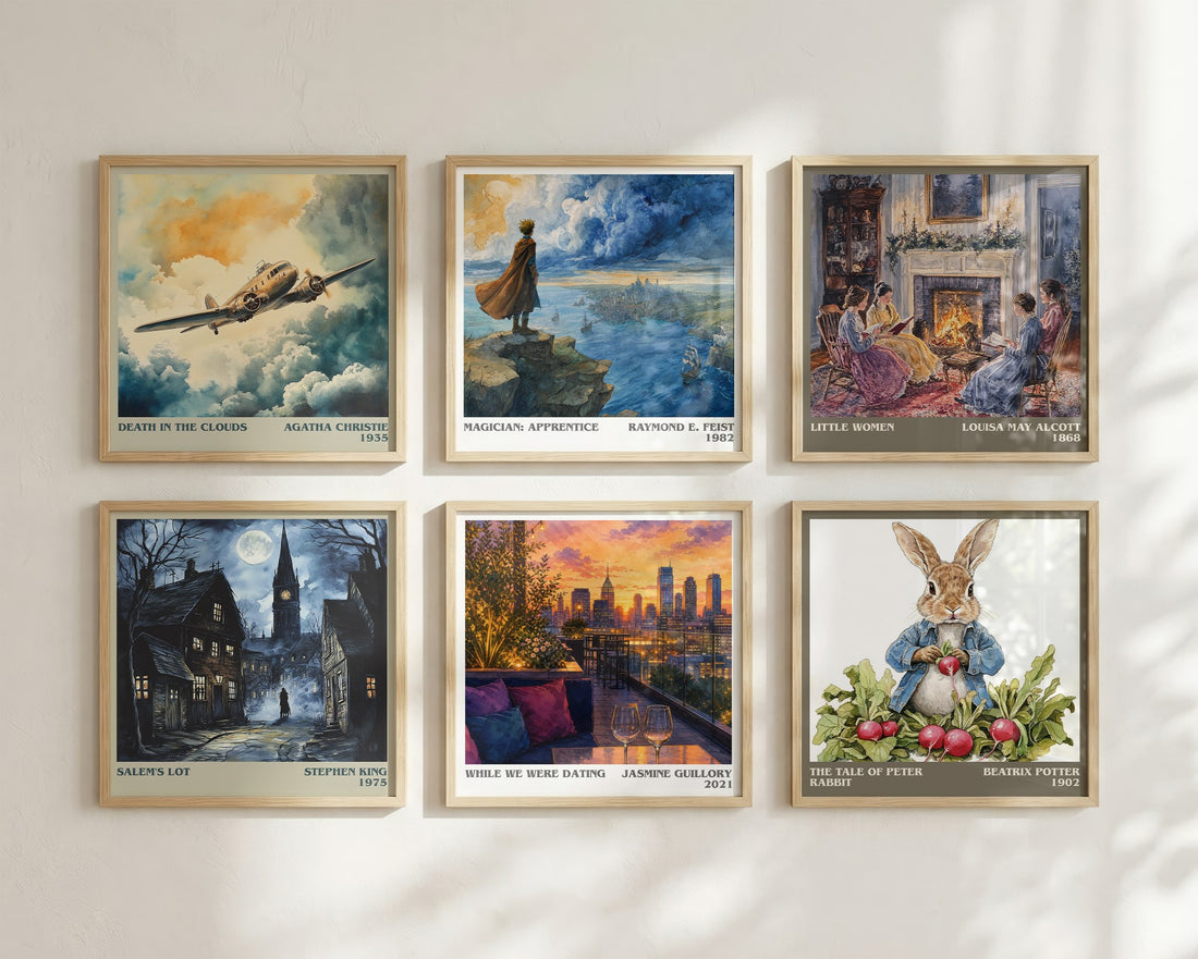 While We Were Dating Literary Art Print by Jasmine Guillory – square print in a six-frame gallery wall