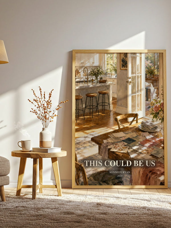 This Could Be Us watercolour print in frame leaning in hallway – romance wall art