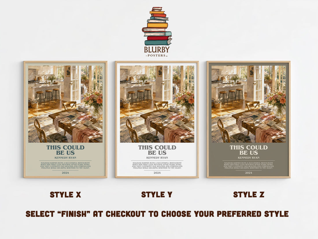 This Could Be Us bookish print in frame leaning in hallway – romance wall art (mockup)