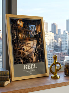 Reel book cover print framed by window – literary home decor