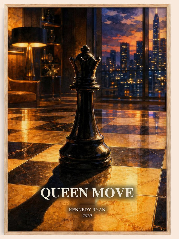 Queen Move watercolour book poster by Kennedy Ryan – framed literary art print
