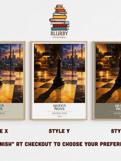 Queen Move book cover print in frame leaning in hallway – romance wall art