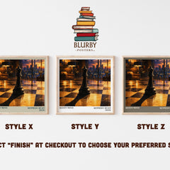 Queen Move literary print in frame leaning in hallway – romance wall art